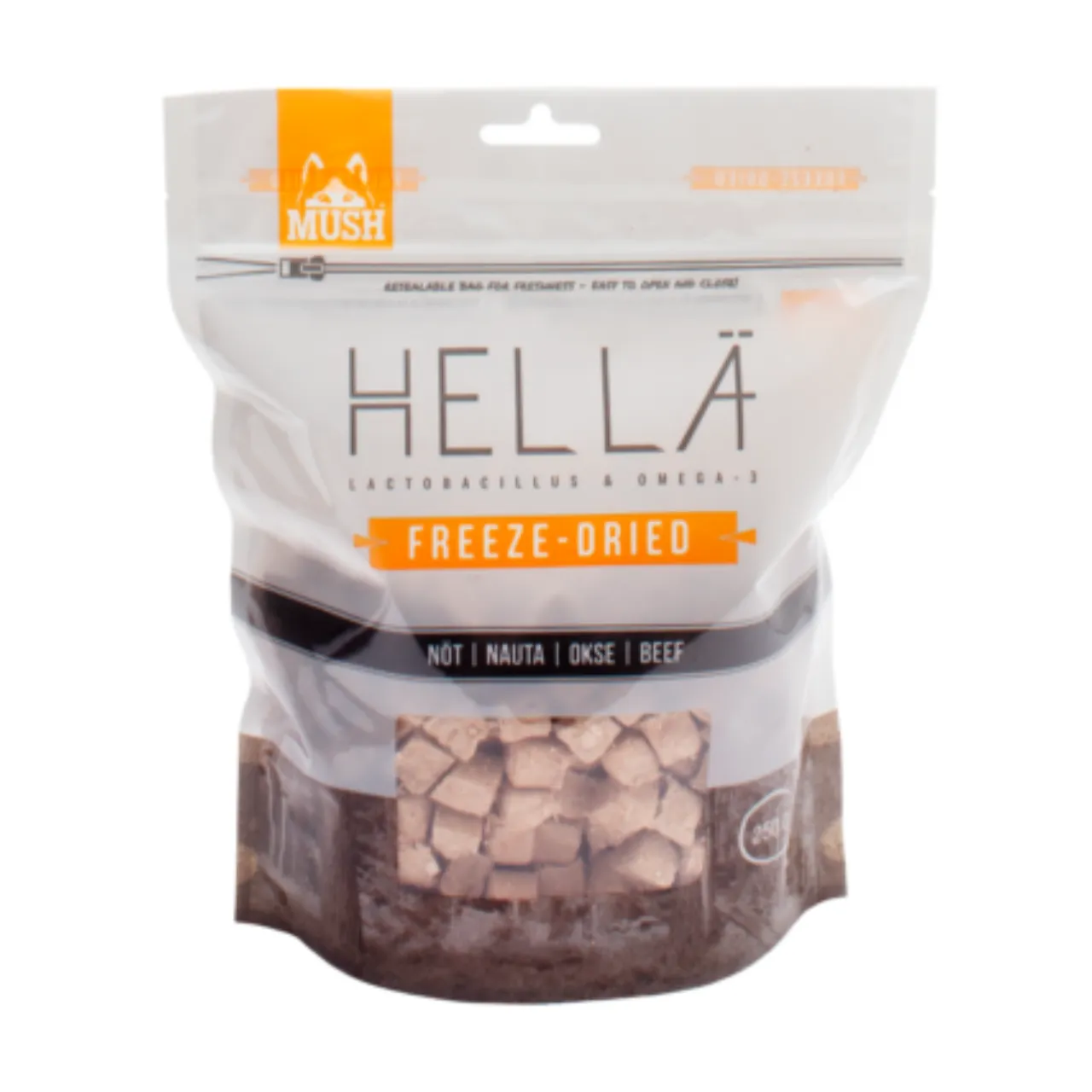 MUSH HELLÄ Freeze-Dried Oksekød 250 g - frysetørret fuldfoder til hunde